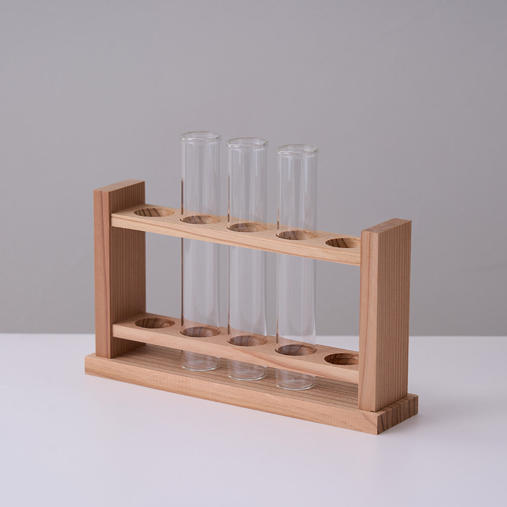 リカシツ 木製 試験管立て 穴25φx5本立